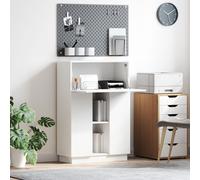 vidaXL Bureau d'écriture 71,5×31,5×106,5 cm Bois d'ingénierie – Moderne, compact, étagères – Blanc