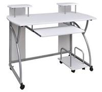 vidaXL Bureau d'ordinateur Blanc 110x52x88,5 cm Bois d’ingénierie Blanc G