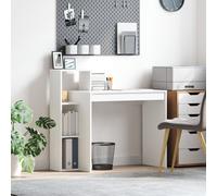 Vidaxl Bureau D'ordinateur Blanc Bois D'ingénierie Compact Rangement