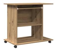 vidaXL Bureau d'ordinateur chêne artisanal 80x50x75 cm bois d'ingénierie Marron 856053
