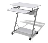 vidaXL Bureau d'ordinateur compact avec plateau à clavier Blanc 20053