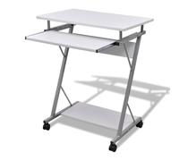 vidaXL Bureau d'ordinateur Compact avec Plateau à Clavier Blanc