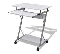 vidaXL Bureau d'ordinateur compact avec plateau à clavier Blanc 20053