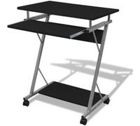 vidaXL Table de bureau – Bureau d'ordinateur compact avec plateau à clavier – Noir/Marron – Métal