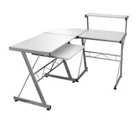 vidaXL Bureau d'ordinateur d'angle Blanc 132x112x99 cm Bois ingénierie