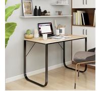 vidaXL Bureau d'ordinateur Noir et chêne 110x60x73 cm Aggloméré, Brun, métal enduit de poudre