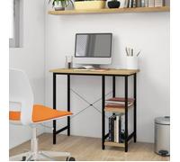 Bureau d'ordinateur Noir et chêne clair 80x40x72cm MDF et métal