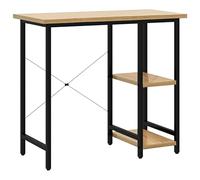 Bureau d'ordinateur Noir et chêne clair 80x40x72cm MDF et métal