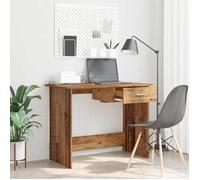 vidaXL Bureau droit 100 x 50 x 76 cm en bois d'ingénierie - finition vieux bois, tiroirs
