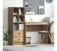 Vidaxl Bureau En Chêne Artisan Avec Rangement En Bois D'ingénierie