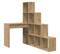 vidaXL Bureau en forme de L en chêne artisanal, en bois et aggloméré, 101,5 x 149,5 x 149,5 cm, grand espace de rangement, résistant aux rayures et facile à nettoyer, meuble moderne pour bureau à