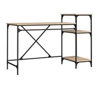 vidaXL Bureau avec étagères 135x50x90 cm Chêne Sonoma – Bois d'ingénierie et fer – 826710