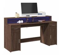 Vidaxl Bureau Et Lumières Led Chêne Marron Bois D'ingénierie Multicolore