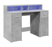 Vidaxl Bureau Et Lumières Led Gris Béton 120x55x91cm Bois D'ingénierie Multicolore