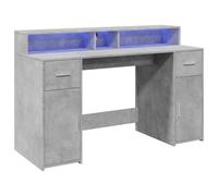 vidaXL - Bureau et lumières LED 140x55x91 cm Gris béton Bois d'ingénierie Multicolore