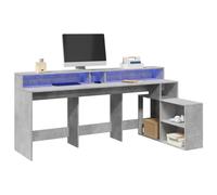 Vidaxl Bureau Et Lumières Led Gris Béton 200x104x91cm Bois Ingénierie Multicolore