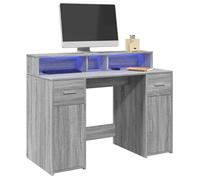 vidaXL Bureau et lumières LED sonoma gris 120x55x91cm bois ingénierie, bureau de travail, bureau d'étude, bureau à domicile,