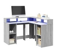 vidaXL Bureau et lumières LED Sonoma gris 130x130x91 cm Bois d'ingénierie Multicolore