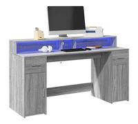 Vidaxl Bureau Et Lumières Led Sonoma Gris 160x55x91 Cm Bois Ingénierie Multicolore