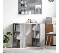 vidaXL Bureau gris 90x50x75 cm – étagères intégrées, bois d'ingénierie, design fonctionnel
