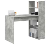 Bureau moderne avec rangement - vidaXL - Gris Béton - 113x54x120 cm - Bois d'ingénierie - Finition mate - 4 étagères