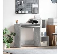 vidaXL Bureau gris Effet béton Panneau de particules Moyen Rangement