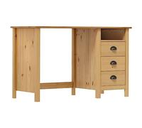 Bureau Informatique vidaXL Pin Solide avec 3 Tiroirs et 1 Étagère, Meuble d'Étude et de Travail, Marron, Moderne, 120x50x74 cm