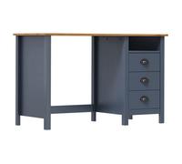 vidaXL Bureau Hill Gris 120x50x74 cm avec 3 tiroirs Pin solide