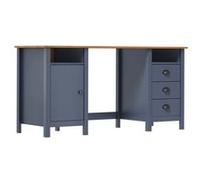 Vidaxl Bureau Hill Gris 150x50x74 Cm Bois De Pin Solide Marron