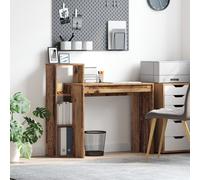 Bureau en bois d'ingénierie - vidaXL - 100x40x90 cm - Vieux Bois - Rustique - 3 étagères - Compact