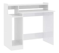 vidaXL Bureau lumières LED Blanc Brillant 97x45x90cm Bois d'ingénierie