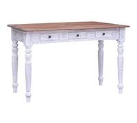 Bureau avec Tiroirs Table d'Étude Ordinateur Blanc Bois d'Acajou Massif vidaXL