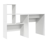 vidaXL Bureau moderne en bois avec bibliothèque blanche de 131,5 x 50 x 106,5 cm. Design simple, grand espace pour les choses, polyvalent, surface lisse.