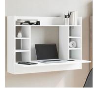 vidaXL Bureau mural blanc 105x48x75 cm bois d'ingénierie, table murale, table suspendue murale, bureau mural avec rangement, 847968