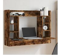 vidaXL Bureau mural chêne fumé 105x48x75 cm bois d'ingénierie, table murale, table suspendue murale, bureau mural avec 847972