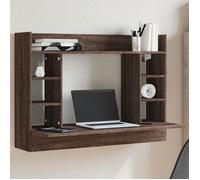 vidaXL Bureau mural chêne marron 105x48x75 cm bois d'ingénierie, table murale, table suspendue murale, bureau mural avec 847974