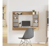 vidaXL Bureau mural chêne artisanal 105×48×75 cm – bois d'ingénierie, compact