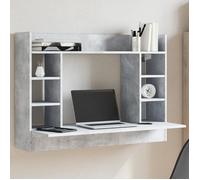 vidaXL Bureau mural gris béton 105x48x75 cm bois d'ingénierie, table murale, table suspendue murale, bureau mural avec 847971