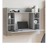 vidaXL Bureau mural sonoma gris 105x48x75 cm bois d'ingénierie, table murale, table suspendue murale, bureau mural avec 847973