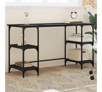 vidaXL Bureau noir 140x50x75 cm métal et bois d'ingénierie Noir G