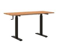 vidaXL Bureau Noir et Brun Clair 140 x 60 cm Bois de chêne Massif, Bureau réglable, Table en Bois Moderne, Meuble Ergonomique pour Bureau à Domicile, Solution Polyvalente