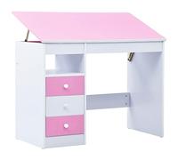 vidaXL Bureau pour Enfants Inclinable Table d'Etude Bureau d'Etude Table de Travail Bureau de Travail Chambre d'enfant Maison Intérieur Rose et Blanc