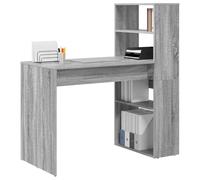 vidaXL Bureau Sonoma Gris – Bois d'ingénierie, 4 étagères, finition mate – 113×54×120 cm