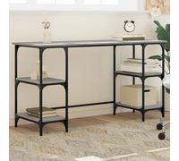 vidaXL Bureau, Table de Travail avec Étagère, Bureau d'Écriture avec Pieds Réglables, Meuble avec Rangement, Moderne, Sonoma Gris Métal et Bois d'Ingénierie