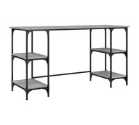 vidaXL Bureau, Table de Travail avec Étagère, Bureau d'Écriture avec Pieds Réglables, Meuble avec Rangement, Moderne, Sonoma Gris Métal et Bois d'Ingénierie