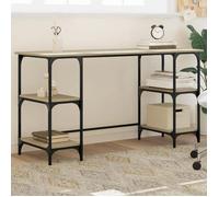 vidaXL Bureau, Table de Travail avec Étagère, Bureau d'Écriture avec Pieds Réglables, Meuble avec Rangement, Moderne, Chêne 845327