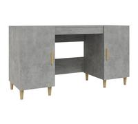 vidaXL Bureau Table d'Étude Bureau d'Ordinateur Table Informatique Table de Travail Maison Intérieur Gris Béton 140x50x75 cm Bois d'Ingénierie