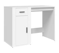 vidaXL Bureau, Table d'Ordinateur avec 1 Tiroir et 1 Armoire, Bureau Informatique avec Rangement Intérieur, Moderne, Blanc Bois d'Ingénierie