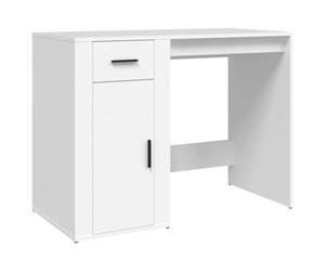 vidaXL Bureau, Table d'Ordinateur avec 1 Tiroir et 1 Armoire, Bureau Informatique avec Rangement Intérieur, Moderne, Blanc Bois d'Ingénierie