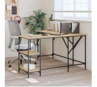 vidaXL Bureau Chêne Sonoma 139x139x75 cm Bois d'ingénierie Marron avec étagères